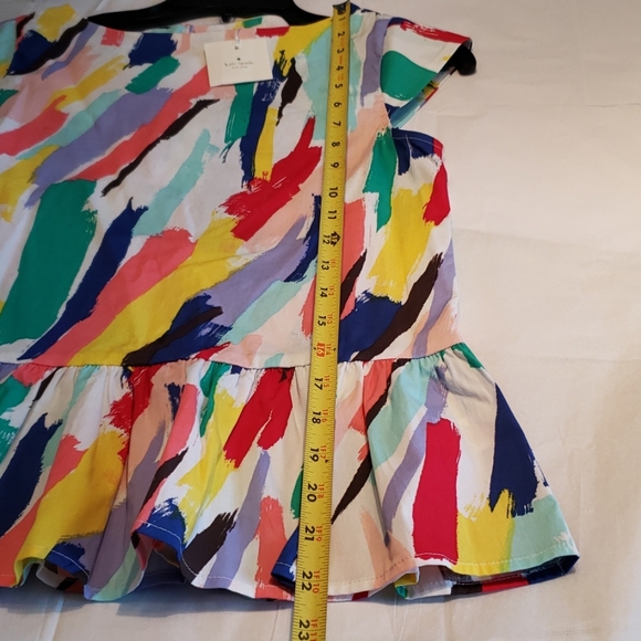 kate spade ♠️ NEW brush stroke peplum top blouse cotton fancy GIRLS XL 🎉HP🎉 - Picture 11 of 12